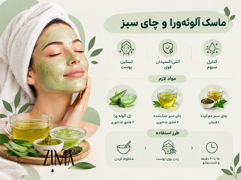 ماسک آلوئه ورا و چای سبز