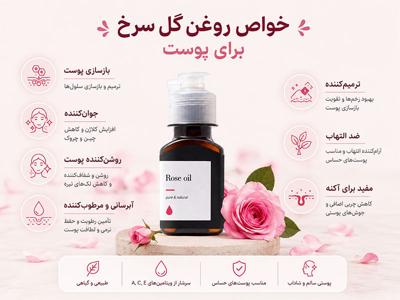 خواص روغن گل سرخ برای پوست