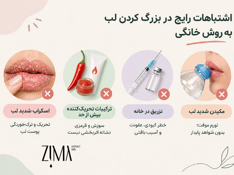اشتباهات رایج در بزرگ کردن لب به صورت خانگی