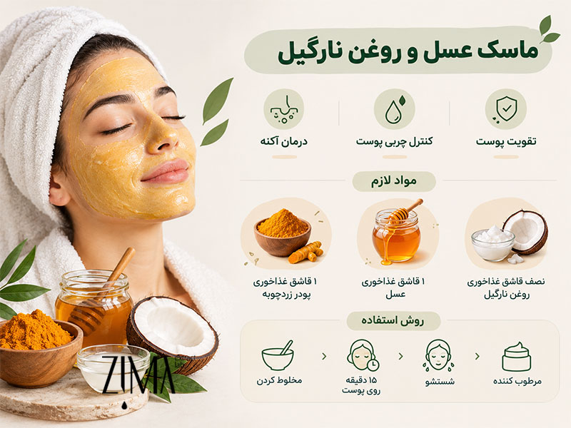 ماسک عسل و روغن نارگیل